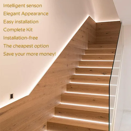 Miniatura 6 de Luces Inteligentes para Escaleras con Sensor de Movimiento, Kit de Iluminación para Escaleras Interiores ES32 Sensor PIR, 4 Pies de Ancho, Cortable