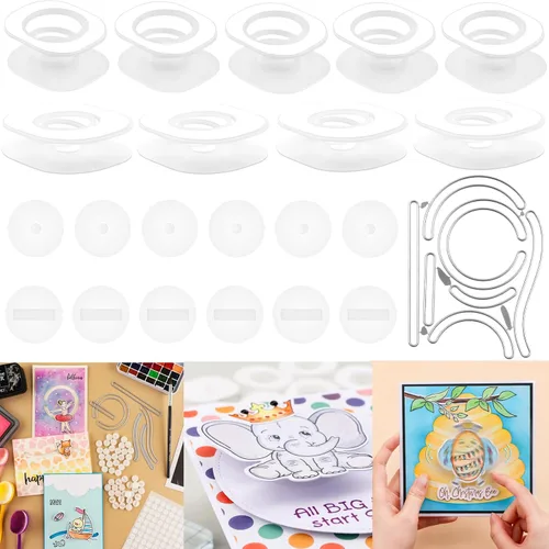 Juego de 102 muelles de acción tambaleantes y troqueles para hacer tarjetas, 30 unidades de movimiento tambaleante de tamaño regular y 30 mini