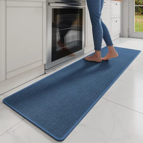 Miniatura 19 de YDKGL Tapetes de cocina para piso, alfombras de cocina súper absorbentes, antideslizantes, lavables, de lino sintético suave trenzado, alfombra
