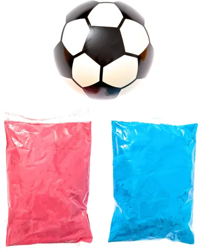 Miniatura 2 de Balón de fútbol con polvo para revelación de género, kit de pelotas de fútbol explosivas, incluye paquetes de color rosa y azul + carcasa de pelota