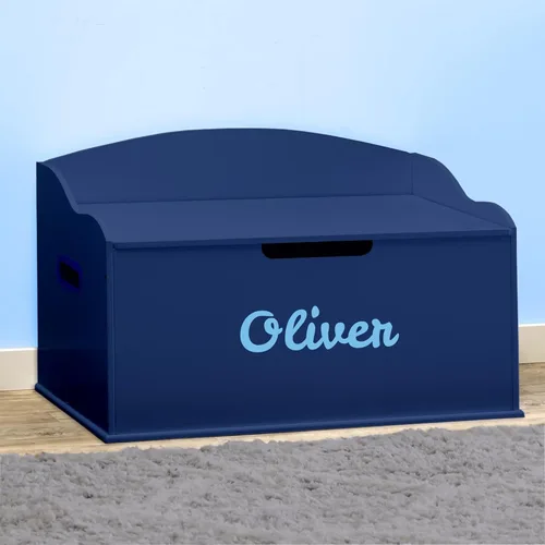 Miniatura 2 de DIBSIES Caja de juguetes personalizada Creative Wonders, serie Signature para niños, 30 x 19.25 x 18 pulgadas, tapa de cierre suave (azul)