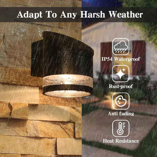 Miniatura 6 de Luz de Pared Solar Al Aire Libre del Atardecer al Amanecer, Aplique de Pared de Aluminio IP54 Impermeable, Luz Decorativa LED Sin Cable para Porche