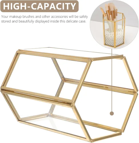 Miniatura 9 de Glass Makeup Brush Holder Cup Vanity Organizer for Cosmetic Storage, Desktop Makeup Brush Storage Container for Daily Beauty Tools