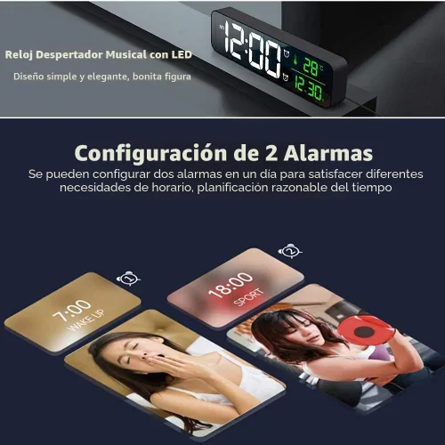 Miniatura 8 de Reloj digital de pantalla grande, reloj despertador para sala de estar, oficina, decoración de dormitorio, LED eléctrico con cable, pantalla