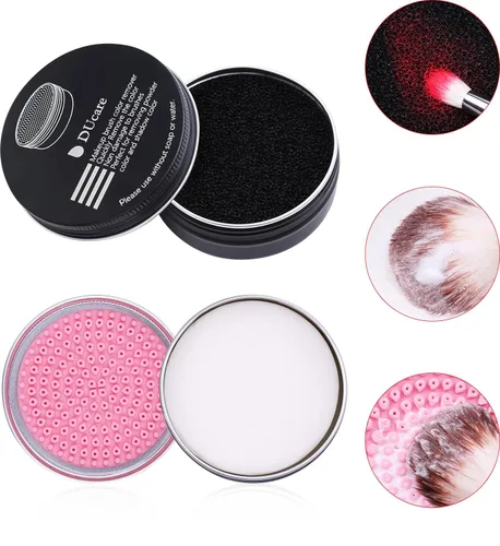 Miniatura 9 de DUcare Limpiador de brochas de maquillaje, brochas de maquillaje, limpiador de jabón sólido con eliminación de color, esponja de limpieza, limpiador
