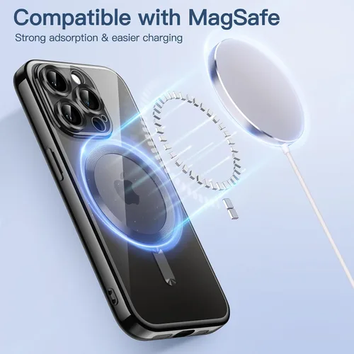 Miniatura 4 de JETech Funda magnética para iPhone 15 Pro de 6.1 pulgadas, protección completa de lente de cámara, compatible con carga inalámbrica MagSafe, funda