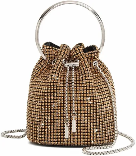 DJBM Bolso de mano con diamantes de imitación para mujer, bolso de mano de noche para mujer, fiesta, graduación, cóctel, boda