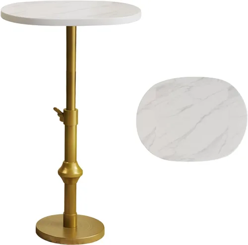 Miniatura 7 de WHGBJA Mesa de bebida ajustable, mesa de Martini de 10 x 12 pulgadas (22 ~ 30 pulgadas), con base de metal de latón antiguo, mesas de bebidas