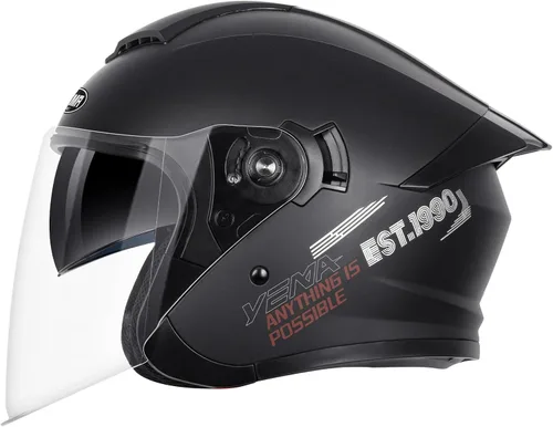 Miniatura 2 de YEMA Casco de motocicleta de cara abierta 3/4 aprobado por DOT, doble visera, hebilla de liberación rápida, cascos de motocicleta para adultos