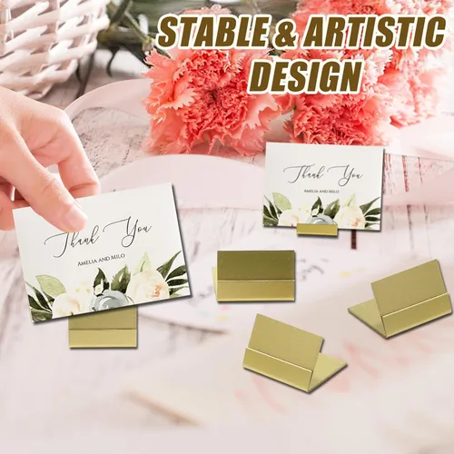 Miniatura 5 de 12 soportes dorados para números de mesa, soportes de metal para tarjetas, caja de almacenamiento, soportes ideales para bodas, aniversarios, fiestas