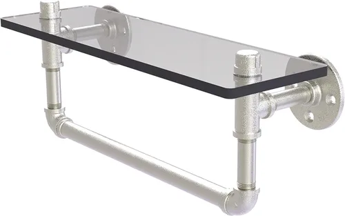 Miniatura 14 de Allied Brass P-410-16-GSTB Pipeline Collection - Estante de cristal para toallas de 16 pulgadas, 16 pulgadas, bronce cepillado