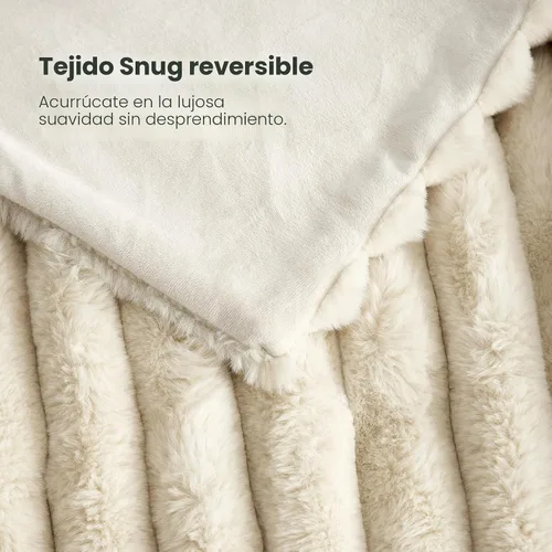 Miniatura 7 de Cozy Bliss Manta de Tiro de Piel Sintética para Sofá, Manta de Felpa Acogedora y Cálida a Rayas para Sofá Dormitorio Sala de Estar, 50 x 60 Pulgadas