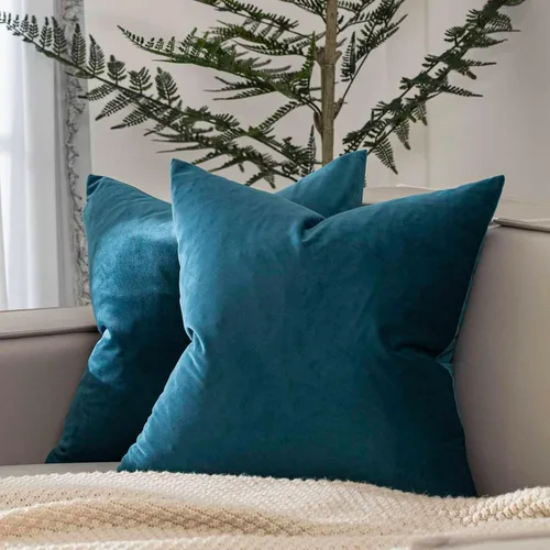 Miniatura 10 de Juspurbet - Juego de 2 fundas decorativas de terciopelo para cojines, fundas suaves para sofá, cama o sillón con cremallera oculta, para sala