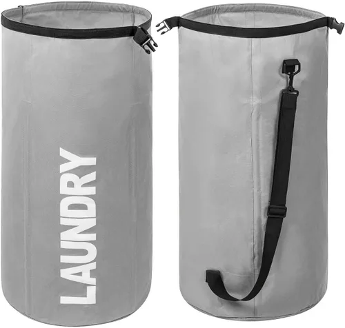 WOWLIVE Bolsa de lavandería plegable extra grande, cesta de lavandería plegable, para mochila, ropa sucia, cesta impermeable para dormitorio (gris)