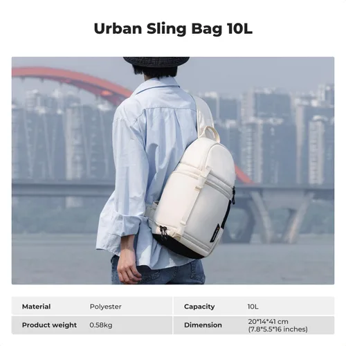 Miniatura 7 de K&F CONCEPT Bolsa bandolera para cámara, mochila de hombro para cámara DSLR/SLR/SLR/sin espejo, compatible con Canon/Nikon/Sony/Fuji/Gopro/DJI Blanco
