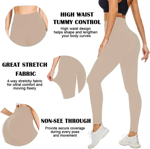 Miniatura 5 de Leggings suaves para mujer, cintura alta, control de abdomen, no se transparentan, pantalones de yoga para entrenamiento