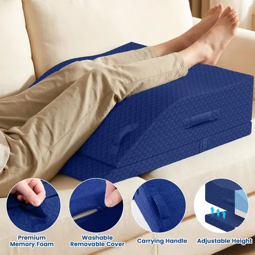 Miniatura 4 de Almohadas de elevación para piernas después de cirugía, almohada de cuña ajustable de espuma viscoelástica para lesiones o descanso, almohada