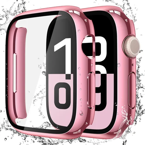 Miniatura 20 de Misxi Paquete de 2 fundas impermeables con botón diseñadas para Apple Watch Series 3 Series 2 de 38mm, funda rígida de policarbonato anticaídas