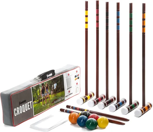 Franklin Sports Juegos de croquet portátiles para patio trasero – Juegos completos de croquet para 4 + 6 jugadores con mazos, bolas de croquet +