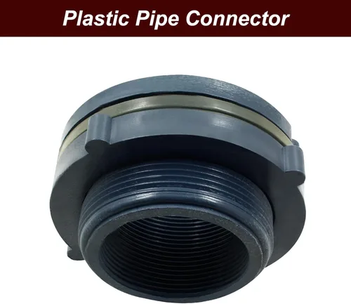 Miniatura 4 de 1 unidad Accesorio de Mamparo NPT2 de PVC, Conector de Tanque de Agua de Plástico de 2 Pulgadas con Rosca Pasante para Barriles de Lluvia, Acuarios
