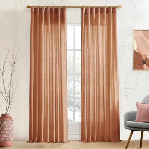 Miniatura 24 de XTMYI - Cortinas transparentes de 54 pulgadas de largo, juego de 2 paneles para baño, cortinas cortas de lino y algodón con semi privacidad