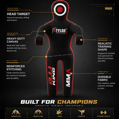 Miniatura 2 de Maniquí de agarre sin relleno – Maniquí de entrenamiento de lucha de tamaño real para adultos y BJJ, MMA Jiu Jitsu Judo Takedown y práctica de Negro