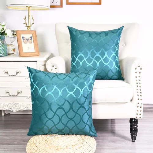 Miniatura 5 de CaliTime Juego de 2 fundas de almohada modernas, brillantes y opacos, con forma de onda, geométricas abstractas, para sofá, cama, sofá, decoración