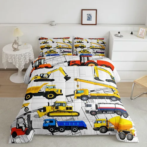 Miniatura 17 de Erosebridal Juego de ropa de cama de tren de dibujos animados para niños y niños, edredón de plumón de vehículos para niños, decoración