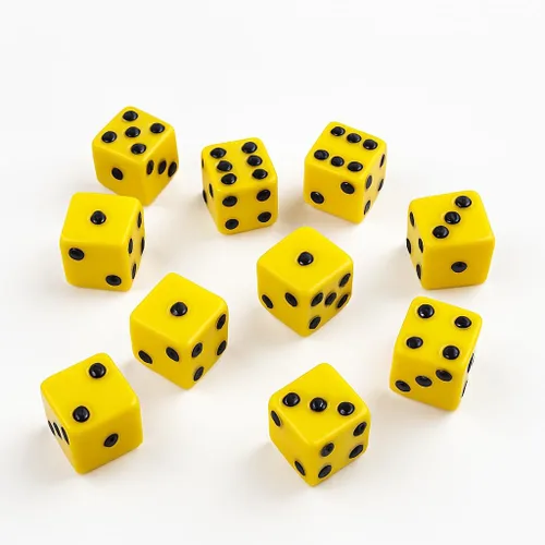 Miniatura 7 de 10 dados de juego de 0.630 in (negro con puntas rojas)