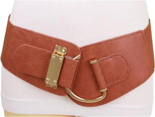 Miniatura 111 de TFJ - Cinturón ancho de moda para mujer, cintura alta, hebilla de gancho de metal dorado, talla XS, S, M, L, XL