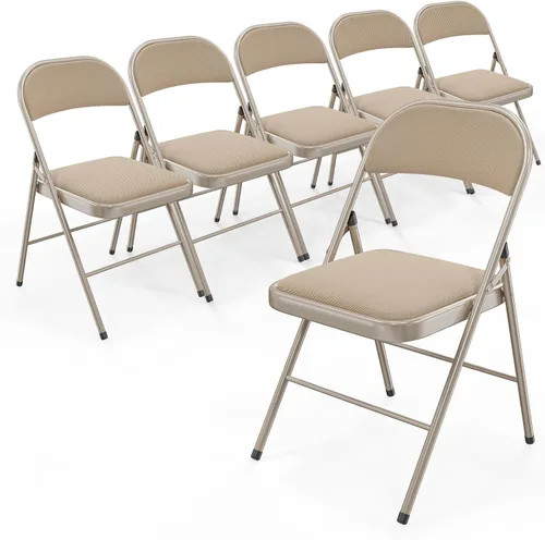 Miniatura 13 de Bonnlo Silla plegable, sillas plegables acolchadas de tela con cojín, respaldo y marco de acero para interiores y exteriores, comedor, oficina, Negro