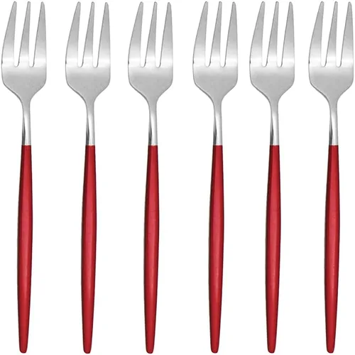 Miniatura 6 de Juego de 6 espátulas de pastel de pizza para tartas, espátulas de acero inoxidable 18/10, tenedores para tartas, mini tenedores para frutas