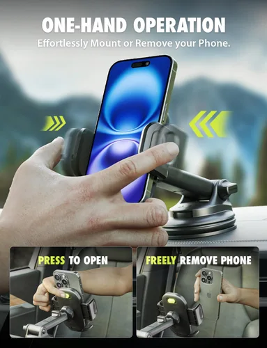 Miniatura 3 de Bracketron TripGrip 2.0 Soporte de coche con rotación de 360° para iPhone, Samsung, GPS, ventosa de vacío ultra fuerte, soporte para Dshboard