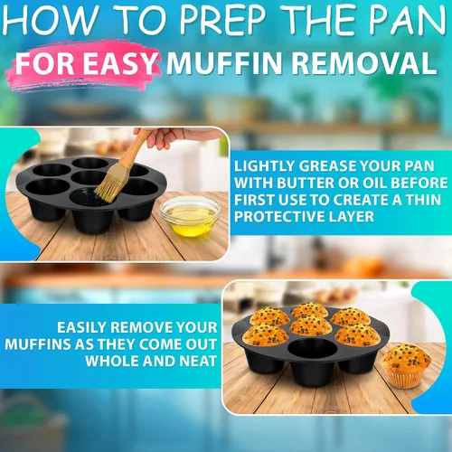 Miniatura 9 de Molde de silicona para muffins para freidora de aire (7 tazas) – Molde de silicona redondo de 6.9 pulgadas compatible con freidoras de 3.5 a 5.8 l