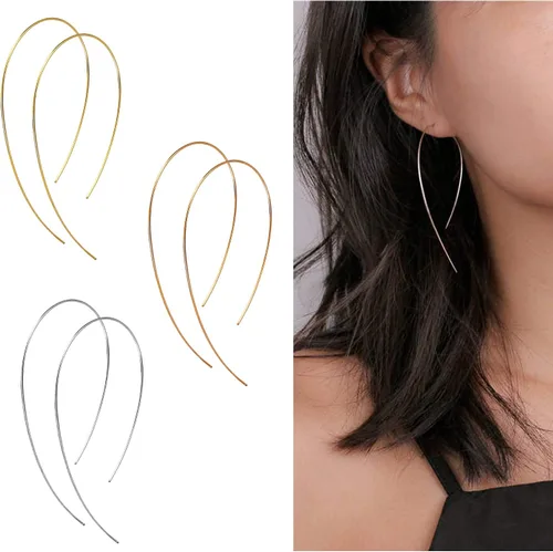 Miniatura 2 de 3 pares de aretes de aro grandes y finos, chapados en oro de 18 quilates, ligeros, minimalistas, súper delgados, aretes de aro de baloncesto grandes