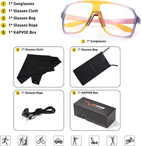 Miniatura 6 de KAPVOE Gafas de ciclismo fotocromáticas para hombres y mujeres, gafas de sol deportivas MTB para ciclismo, protección UV Rojo anaranjado