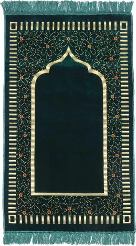 Miniatura 31 de Alfombra de oración – Alfombra turca Janamaz Sajada de felpa suave para hombres y mujeres, alfombrilla de oración lisa y sólida, regalo de Ramadán