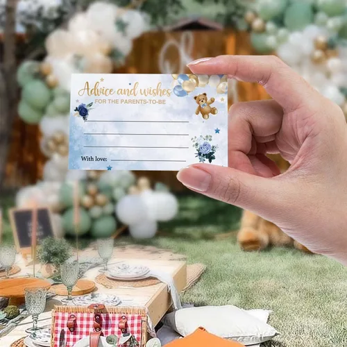 Miniatura 6 de skuhyyg 50 boletos para rifas de pañales con caja de juego para baby shower, oso azul, oso rosa, letrero de sorteo de pañales, con texto en inglés