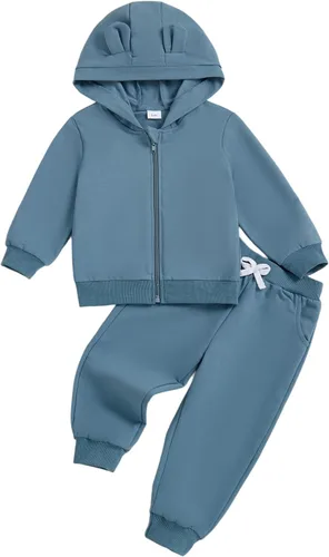 Miniatura 283 de Conjunto de ropa de otoño e invierno para bebé y niño, sudadera larga con capucha y pantalones para niños pequeños, 6, 12, 18, 24 meses, 2T