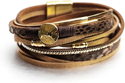 Miniatura 48 de Fesciory - Pulsera de leopardo para mujer, estilo bohemio de cuero multicapa con perlas de cristal