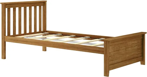 Miniatura 4 de Max & Lily Marco de cama individual con cabecero enlistonado, plataforma de madera maciza para niños, no necesita somier, montaje fácil, Pecan Nuez