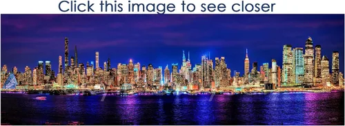 Miniatura 5 de Póster de la ciudad de Nueva York 2022 Manhattan Midtown Skyline sin marco, foto nocturna, color NYC 11.75 pulgadas x 36 pulgadas