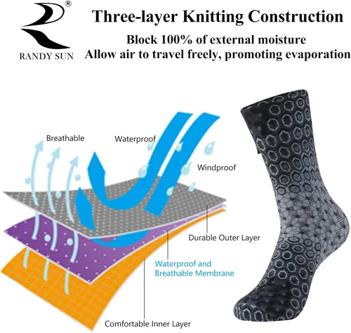Miniatura 4 de RANDY SUN Ultra-thin Golf Waterproof Socks, Breathable Men's Women's Sports Mid Calf Socks 1&2 Pairs