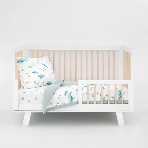 Miniatura 10 de Little Unicorn Juego de ropa de cama de 3 piezas para niños pequeños, incluye edredón, sábana para cuna y funda de almohada, tela de muselina suave