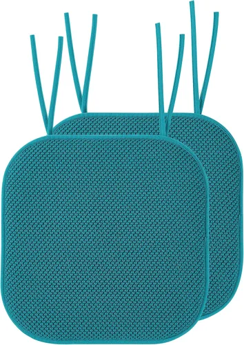 Miniatura 30 de Elegant Comfort Fundas de cojín para silla con lazos y parte trasera de goma antideslizante, espuma viscoelástica gruesa, almohadilla de cojín
