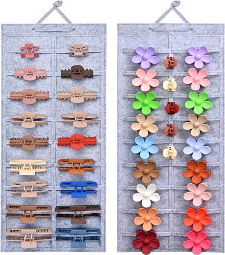 Miniatura 9 de Lolalet Organizador de pinzas para el cabello, 1 paquete de soporte de clip de garra colgante montado en la pared, exhibición de almacenamiento