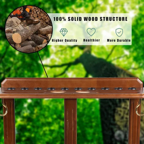 Miniatura 4 de Collapsar Soporte de piso para palo de piscina, soporte para taco de billar y accesorios de billar, soporte de esquina de madera maciza para tacos