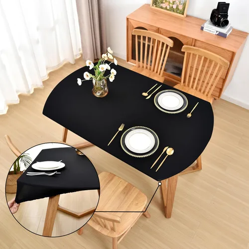 Miniatura 24 de Mantel ajustado blanco con elástico para mesas plegables de 48x48 pulgadas, manteles lavables y elásticos de elastano para mesas de cartas, manteles