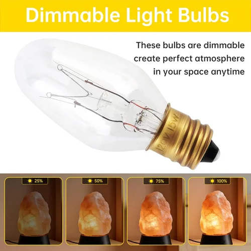 Miniatura 6 de RTNLTI Salt Lamp Cord Replacement with Dimmer Switch and 6-Pack E12 Halogen Salt Lamp Bulbs for Himalayan Salt Lamp (5 Feet)