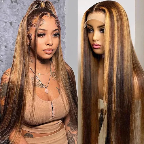 Miniatura 12 de Lemoda Peluca de encaje frontal completo de 13 x 6 pulgadas, pelucas de cabello humano lacio HD transparente de encaje sin pegamento, peluca